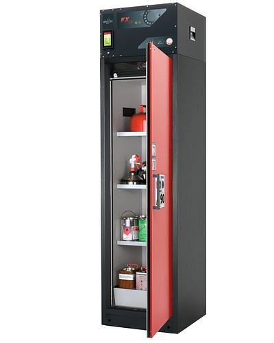 asecos Feuerbeständiger Umluft-Gefahrstoffschrank Custos, rot,3 Böden, Türanschlag rechts,Typ A-63, 248473