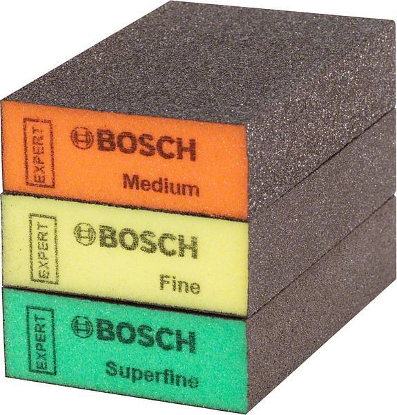 Bosch EXPERT S471 Standard Block, 69 x 97 x 26 mm, M, F, SF, 3-teilig. Für Handschleifen, VE: 5 Stück, 2608901175