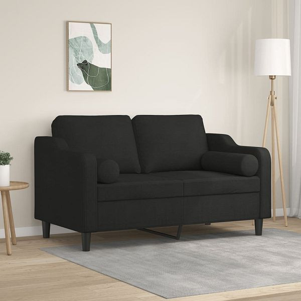 vidaXL 2-Sitzer-Sofa mit Zierkissen Schwarz 120 cm Stoff, 3200841