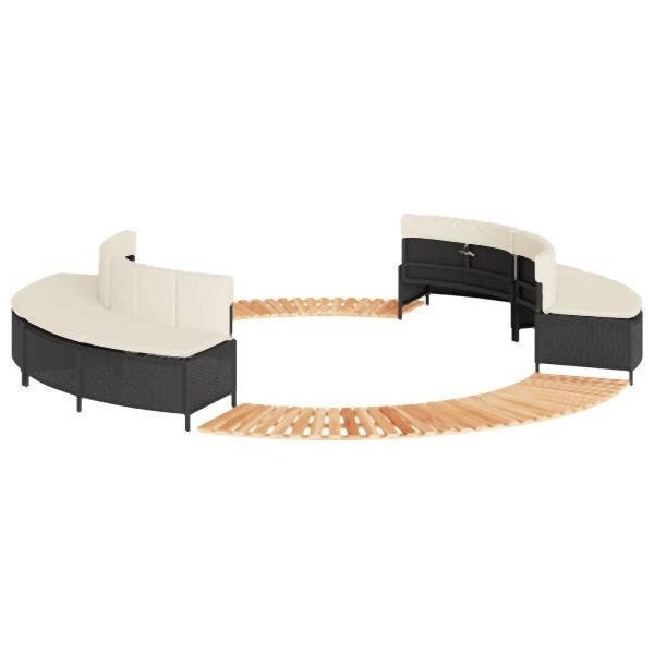 vidaXL Whirlpool-Umrandung Schwarz Poly-Rattan und Massivholz Akazie, 3270637