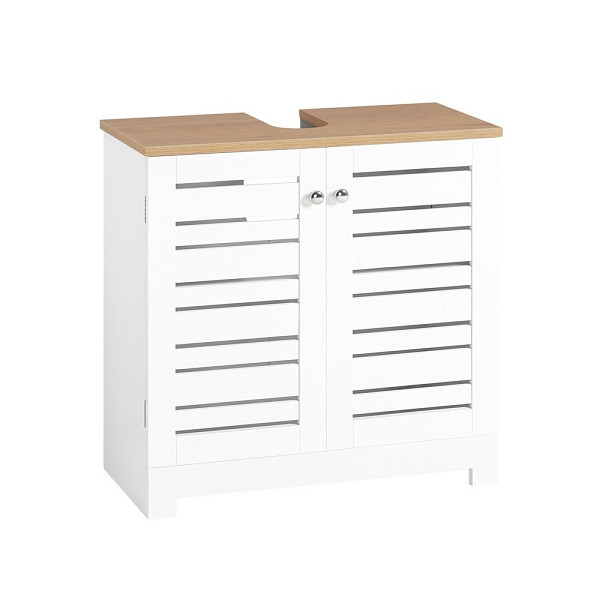 SoBuy Waschbeckenunterschrank mit einer Schublade Weiß 59x30x59 cm, Modern, BZR40-W