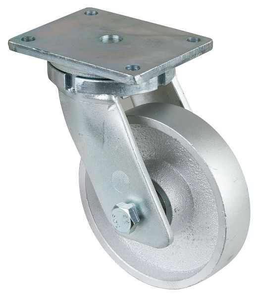 BS Rollen Schwerlastrolle, Rad-Breite 45 mm, Rad-Ø 200 mm, Tragfähigkeit 1100 kg, Lauffläche Guss, Radkörper Guss, Kugellager, RR100.C81.201