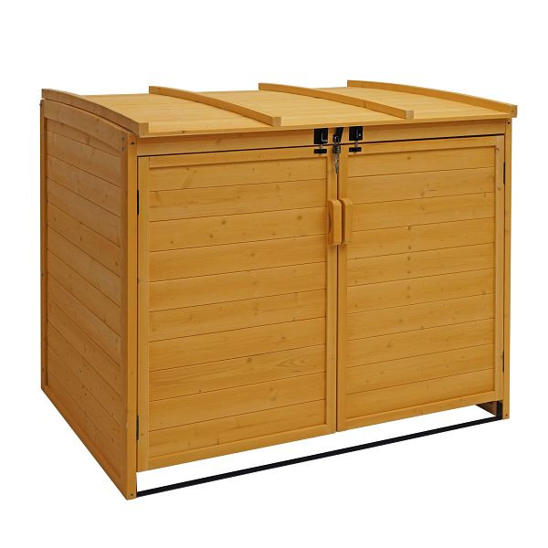Mendler XL 2er-/4er-Mülltonnenverkleidung HWC-H75b, Mülltonnenbox, erweiterbar 121x66x92cm Holz, braun, 81687