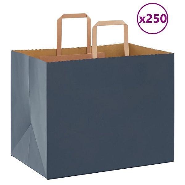 vidaXL Papiertragetaschen 250 Stk. mit Henkeln Blau 32x22x24 cm, 4101931