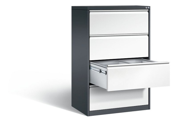 C+P Hängeregistraturschrank Acurado, H1357xB787xT590mm, Farbe: Schwarzgrau / Verkehrsweiß, Griffleiste, 12934-312 S10200