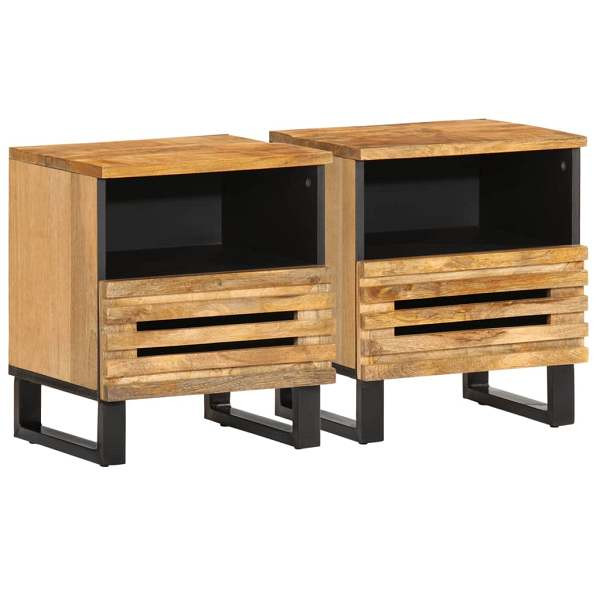 vidaXL Nachttische 2 Stück 40x34x46 cm Raues Mangoholz, 377467