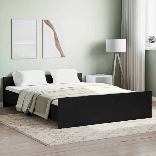 vidaXL Bettgestell mit Kopf- und Fußteil Schwarz 140x200 cm, 3203748