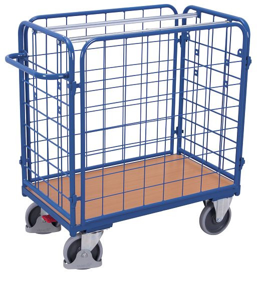 VARIOfit Paket-Vierwandwagen niedrig, Ladefläche: 1.000 x 600 mm, RAL 5010 enzianblau, sw-600.420