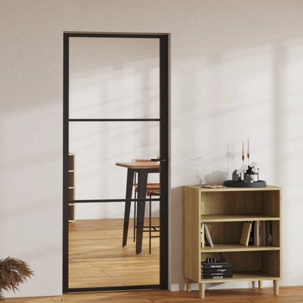 vidaXL Innentür ESG Glas und Aluminium 83x201,5 cm Schwarz, 151199