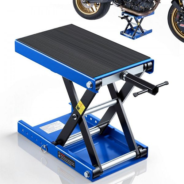VEVOR Motorradheber 499 kg, Höhenverstellbar 95-340 mm, Scherenheber aus Stahl, für Straßenmotorräder, Schwarz/Blau, MTCXXSJJ1100EAEMH001V0