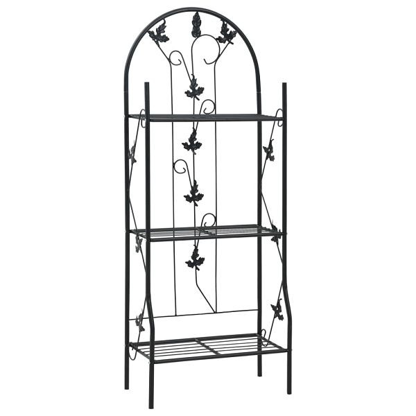 vidaXL 3-stufiges Pflanzenregal Schwarz 52 x 28 x 128 cm Eisen, 47097