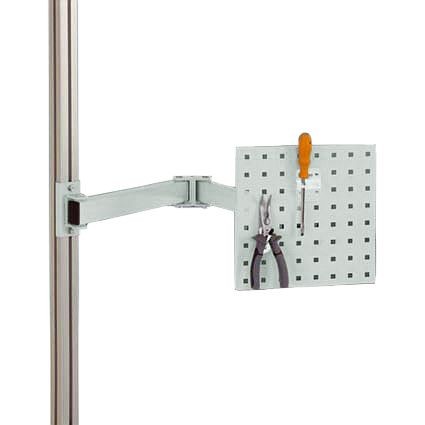 Manuflex Werkzeugträgerplatte für CANTOLAB und ALU, BxH 305 x 305 mm, mit Doppelgelenk-Schwenkausleger, Lichtgrau, ZB8232.7035