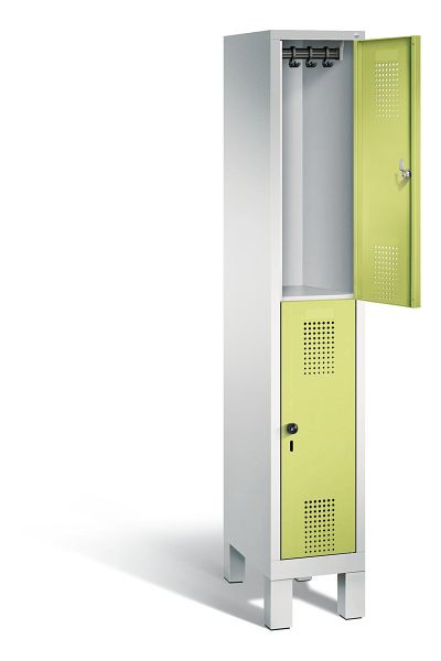 C+P Spind doppelstöckig Evolo, H1850xB320xT500mm, Farbe: Lichtgrau / Viridingrün, 48310-10 S10102