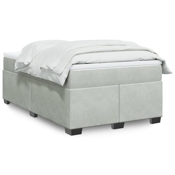 vidaXL Boxspringbett mit Matratze Hellgrau 120x190 cm Samt, 3285269