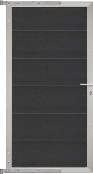 T&J ELZE-Tor-Komplettset, 90 x 173 cm, Füllung anthrazit, Rahmen silber, 44049