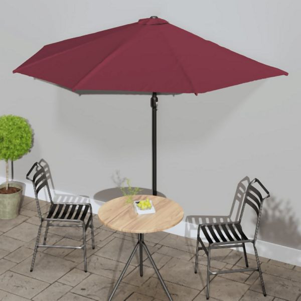 vidaXL Balkon-Sonnenschirm Alu-Mast Bordeauxrot 300x155x223cm Halbrund, 312502