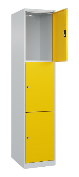 C+P Schließfachschrank Evolo PLUS, 3 Fächer, 1850x400x500mm, 7035/1023, 049000-123 S10001