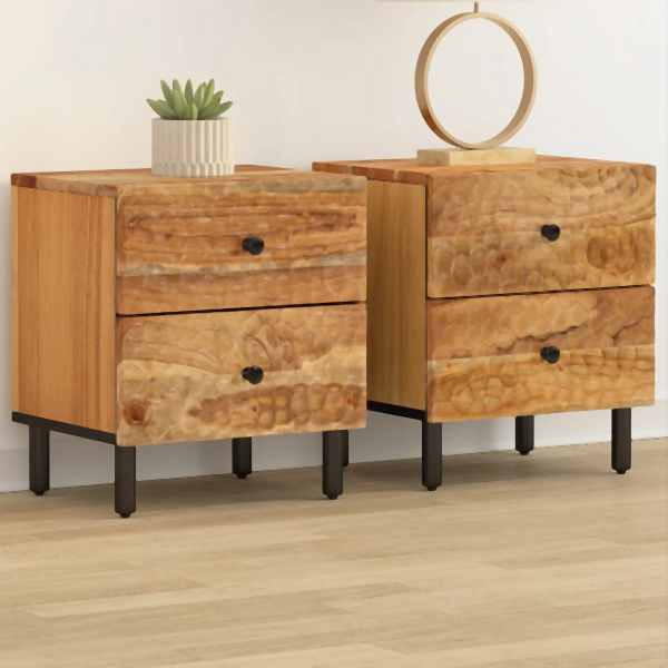 vidaXL Nachttische 2 Stück 40x33x46 cm Massivholz Akazie, 356854