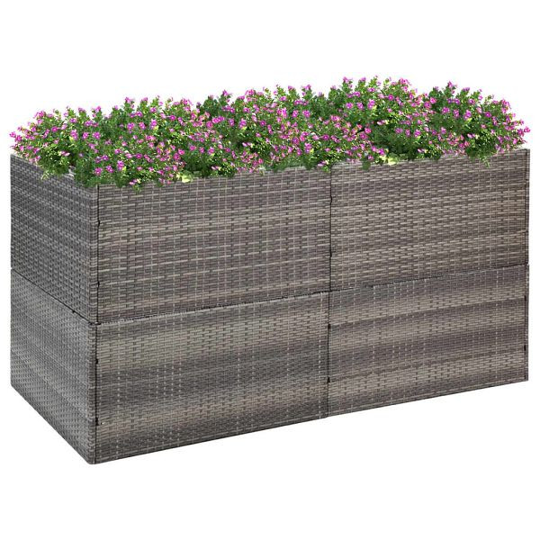 vidaXL Pflanzkübel Grau 157x80x80 cm Poly Rattan, 319178