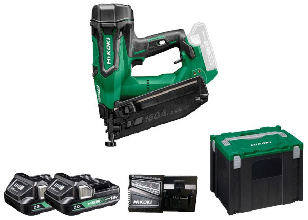 HiKOKI 18V Akku-Stift-Nagler (Brushless), 2 x 2.0 Ah, 65 mm, NT1865DA (2.0) (HSC IV) Akku Nagler 20°, NT1865DAWYZ