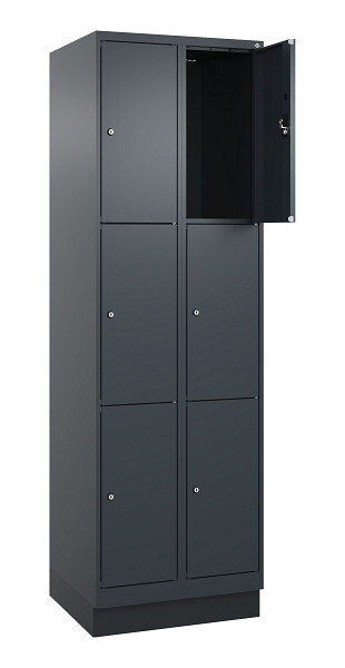 C+P Schließfachschrank Evolo PLUS, mit Sockel, 6 Fächer, 1950x600x500mm, 7016/70, Frontfarbe RAL 7016 Anthrazitgrau, 049020-203 S10016