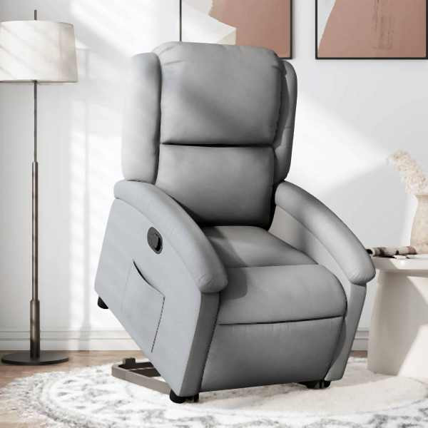vidaXL Relaxsessel mit Aufstehhilfe Hellgrau Stoff, 3204164