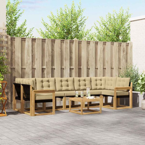 vidaXL Outdoor-Sofagarnitur mit Kissen 8-teilig Weiß und Beige, 3389303