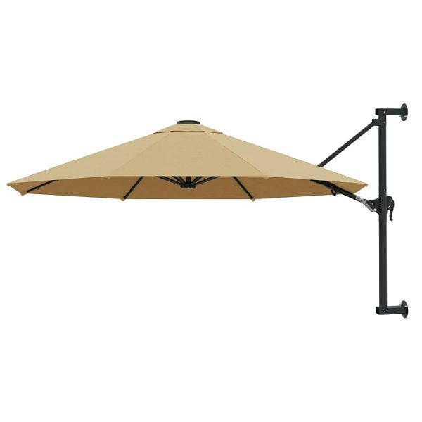 vidaXL Sonnenschirm Wandmontage mit Metallmast 300 cm Taupe, 44866