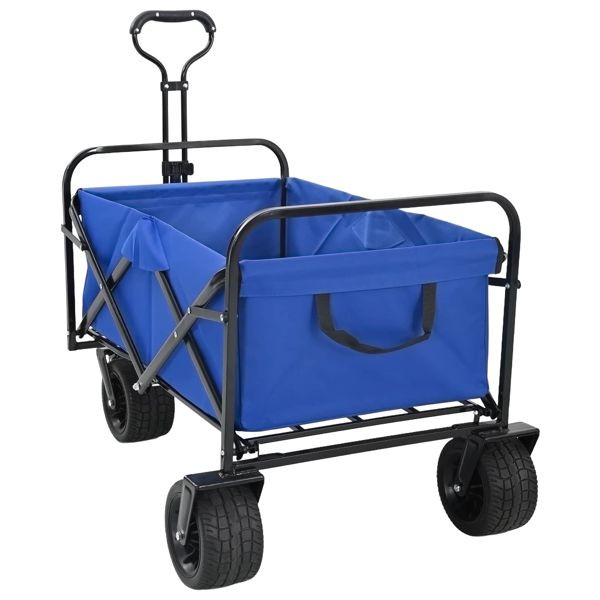 vidaXL Klapp-Handwagen Blau 89 x 63 x 96 cm Stahl und Oxford-Stoff, 42020657