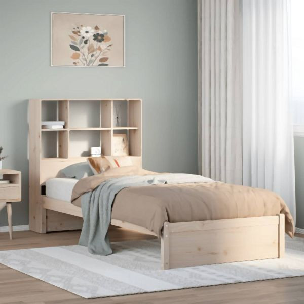 vidaXL Massivholzbett mit Regal ohne Matratze 90x190 cm Kiefernholz, 3322379