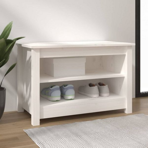 vidaXL Schuhbank Weiß 70x38x45,5 cm Massivholz Kiefer, 813770