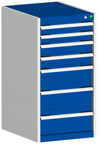 bott cubio Schubladenschrank bestückt mit 7 Schubladen BxTxH: 525 x 650 x 1000 mm, RAL 7035/5010, 40018061.11V