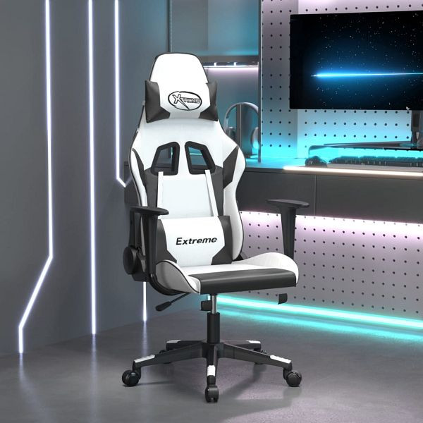 vidaXL Gaming-Stuhl Weiß und Schwarz Kunstleder, 3143697