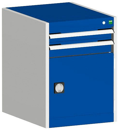 bott cubio Schubladenschrank bestückt mit 2 Schubladen, Tür BxTxH: 525 x 525 x 700 mm, RAL 7035/5010, 40010017.11V