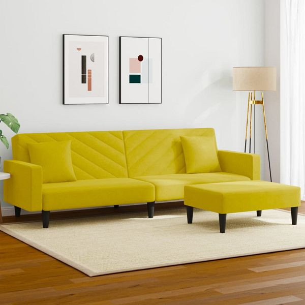 vidaXL 2-teilig Sofagarnitur mit Kissen Gelb Samt, 3216272