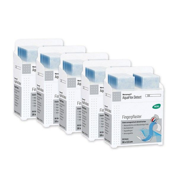 WERO Werosmart AquaFlex Detect Fingerpflaster, 16 x 2,5 cm, VE: 5 x 30 Stück, 180742