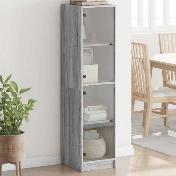 vidaXL Highboard mit Glastüren Grau Sonoma 35x37x142 cm, 836439