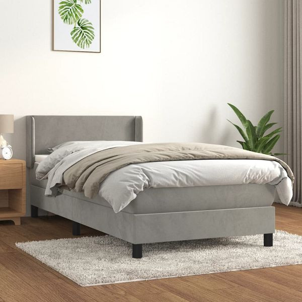 vidaXL Boxspringbett mit Matratze Hellgrau 80x200 cm Samt, 3130805