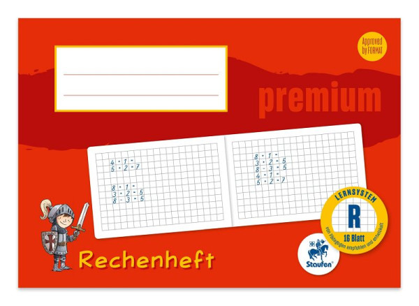 Staufen Rechenheft PREMIUM LIN R - A5 quer, 90 g/qm, 16 Blatt, kariert, 734500720