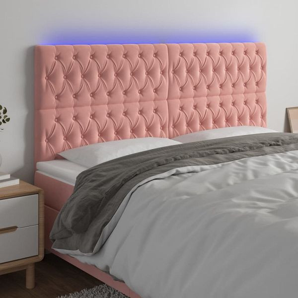 vidaXL LED Kopfteil Rosa 200x7x118/128 cm Samt, 3122831