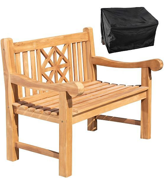 CLP Teakbank Florida 120 cm mit Abdeckhaube, teak, 324320