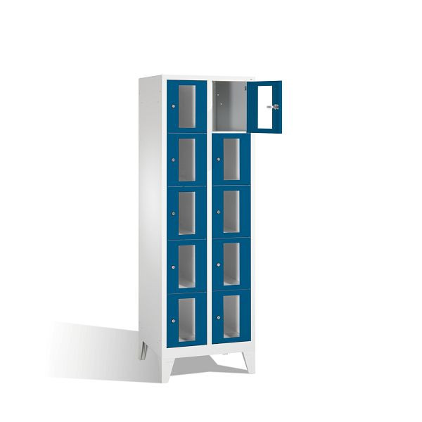 C+P Schließfachschrank Classic, H1850xB610xT500mm, Farbe: Lichtgrau / Enzianblau, 8010A205 S10002