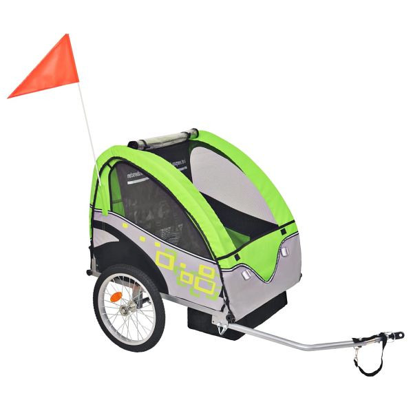vidaXL Fahrradanhänger Grau und Grün 30 kg, 91374, 8718475568438