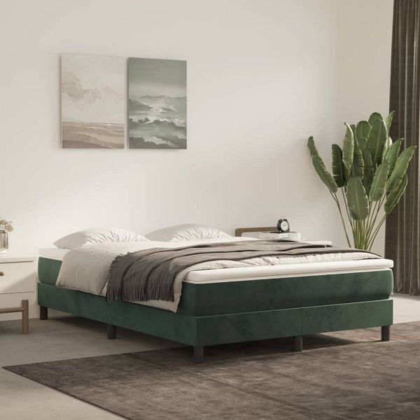 vidaXL Bettgestell Dunkelgrün 140x190 cm Samt, 3120769, 8720287234302