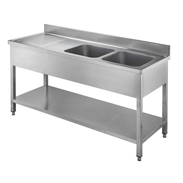 Vaiotec TOPLINE Spültisch 600 / 2 Becken rechts + Abtropffläche L: 1800 mm, 10445