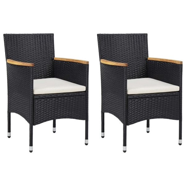 vidaXL Garten-Essstühle 2 Stück Poly Rattan Schwarz, 46181