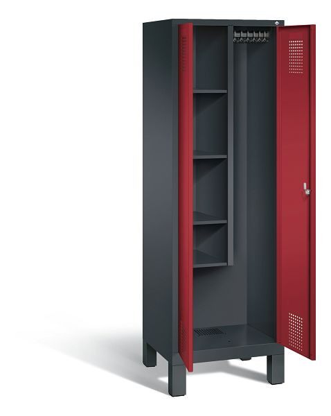 C+P Putzmittel-Spind Evolo, H1850xB610xT500mm, Farbe: Schwarzgrau / Rubinrot, 48110-00 S10087