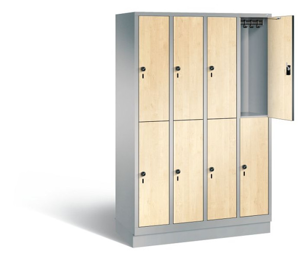 C+P Spind doppelstöckig Evolo, H1800xB1190xT500mm, Farbe: Weißaluminium / Dekor Donau-Ahorn, 48320-40 S10779