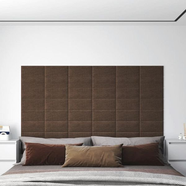 vidaXL Wandpaneele 12 Stück Braun 30x15 cm Stoff 0,54 m², 343763