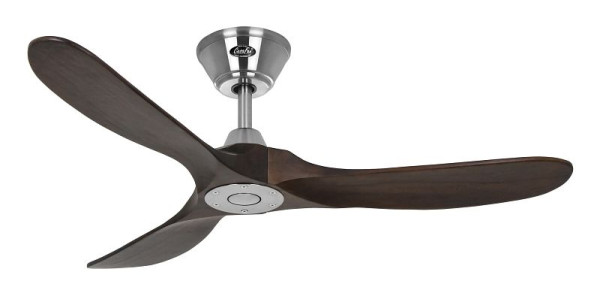 CasaFan Deckenventilator Eco Genuino 122 Chrom gebürstet-Massivholz Nussbaum gebeizt, 312215